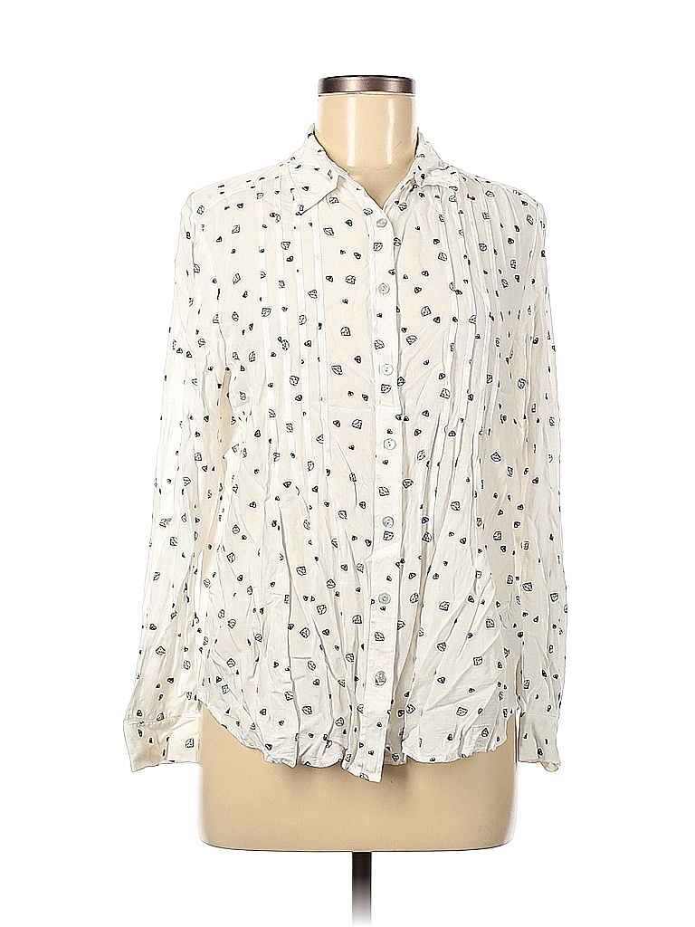 Jane and Delancey 100 Rayon Ivory White Long Sleeve ButtonDown Shirt
