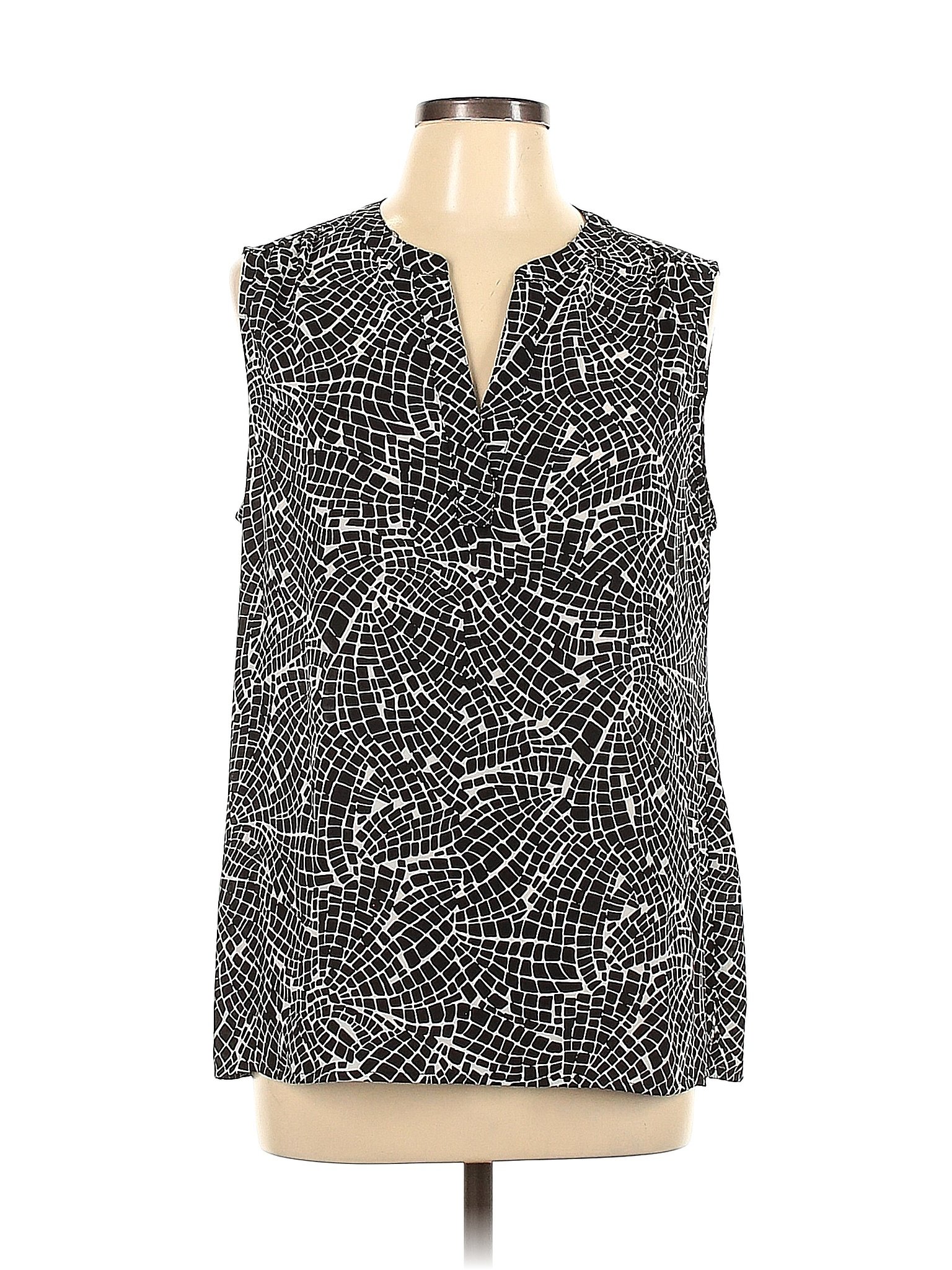 Chaus 100% Polyester Multi Color Black Sleeveless Blouse Size L - 75% ...