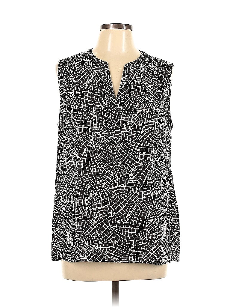 Chaus 100% Polyester Multi Color Black Sleeveless Blouse Size L - 75% ...