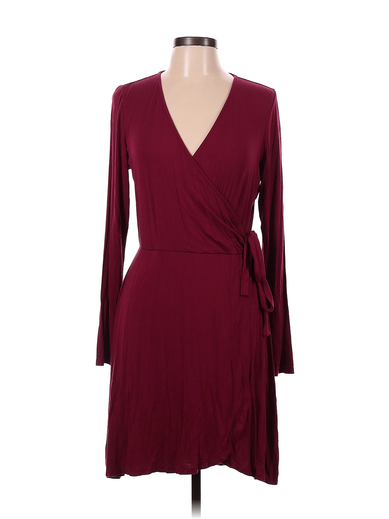 Express Solid Burgundy Casual Dress Size L 65 Off Thredup