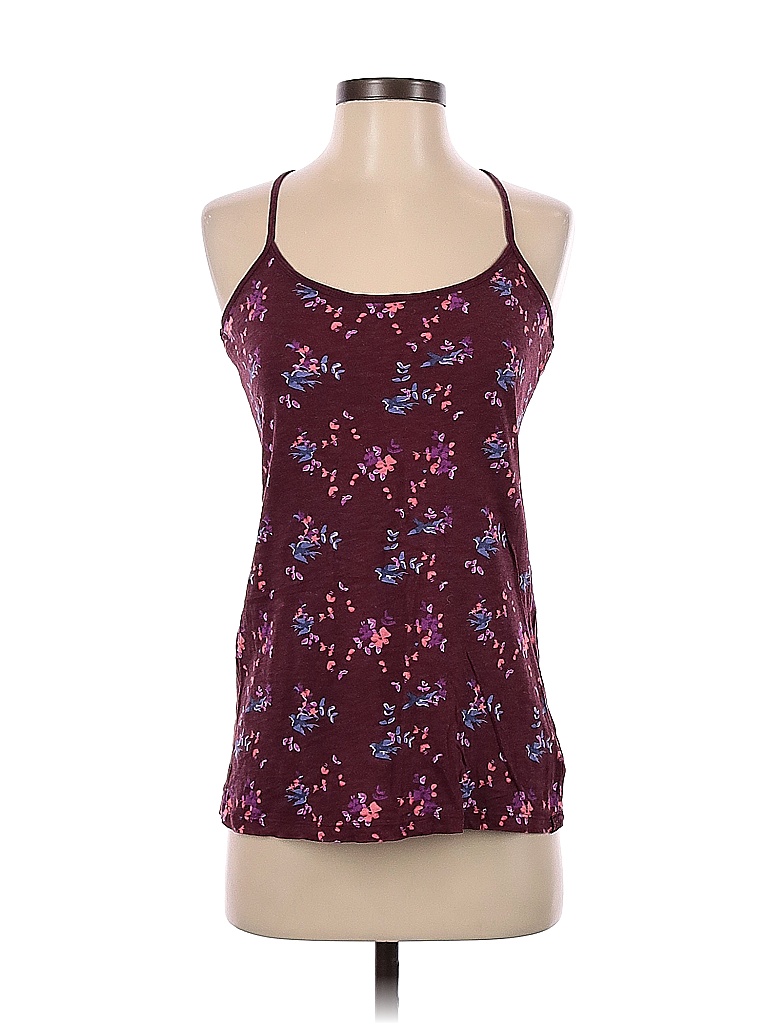 GRG 100% Cotton Floral Maroon Burgundy Tank Top Size L - 57% off | thredUP