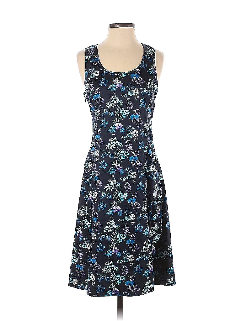 Derek Lam Collective Floral Multi Color Blue Floral Sleeveless A-Line ...