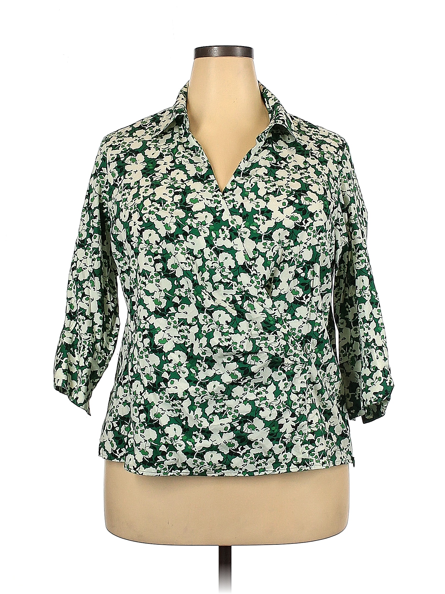 Talbots Floral Green Long Sleeve Blouse Size 18 (Plus) - 69% off | thredUP
