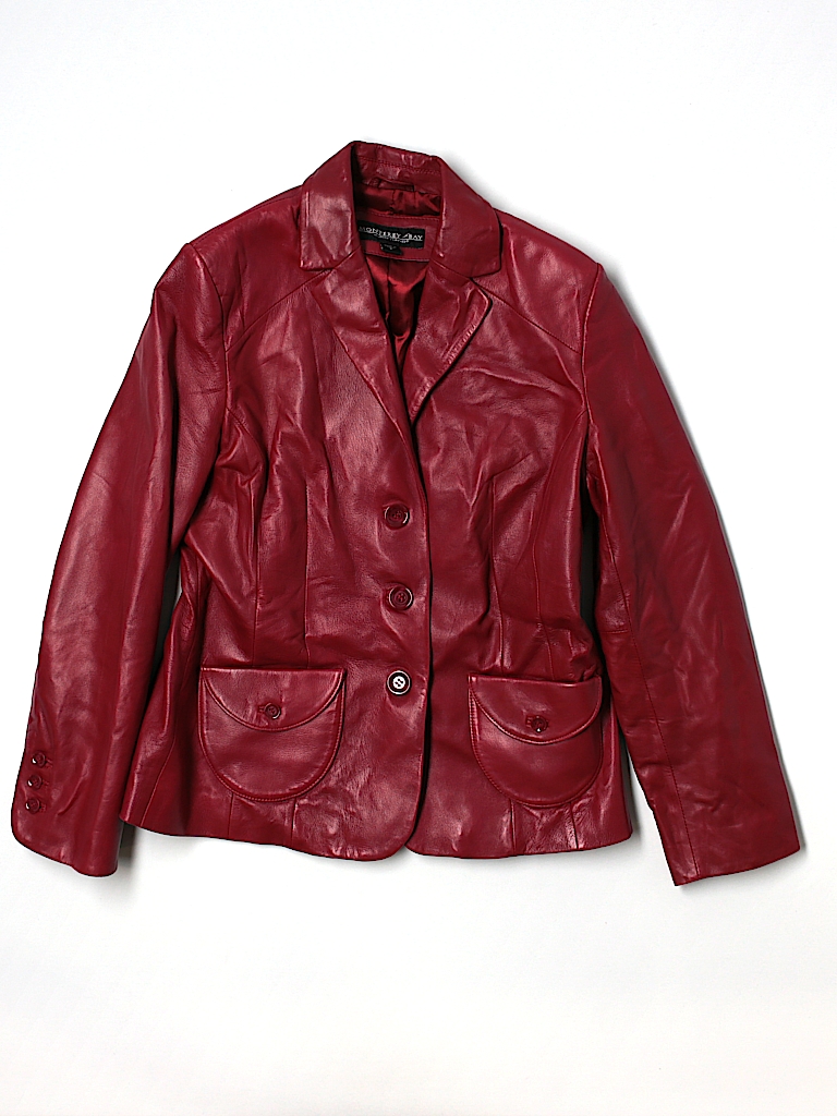 Monterey Bay Clothing Company 100% Leather Solid Burgundy Leather ...