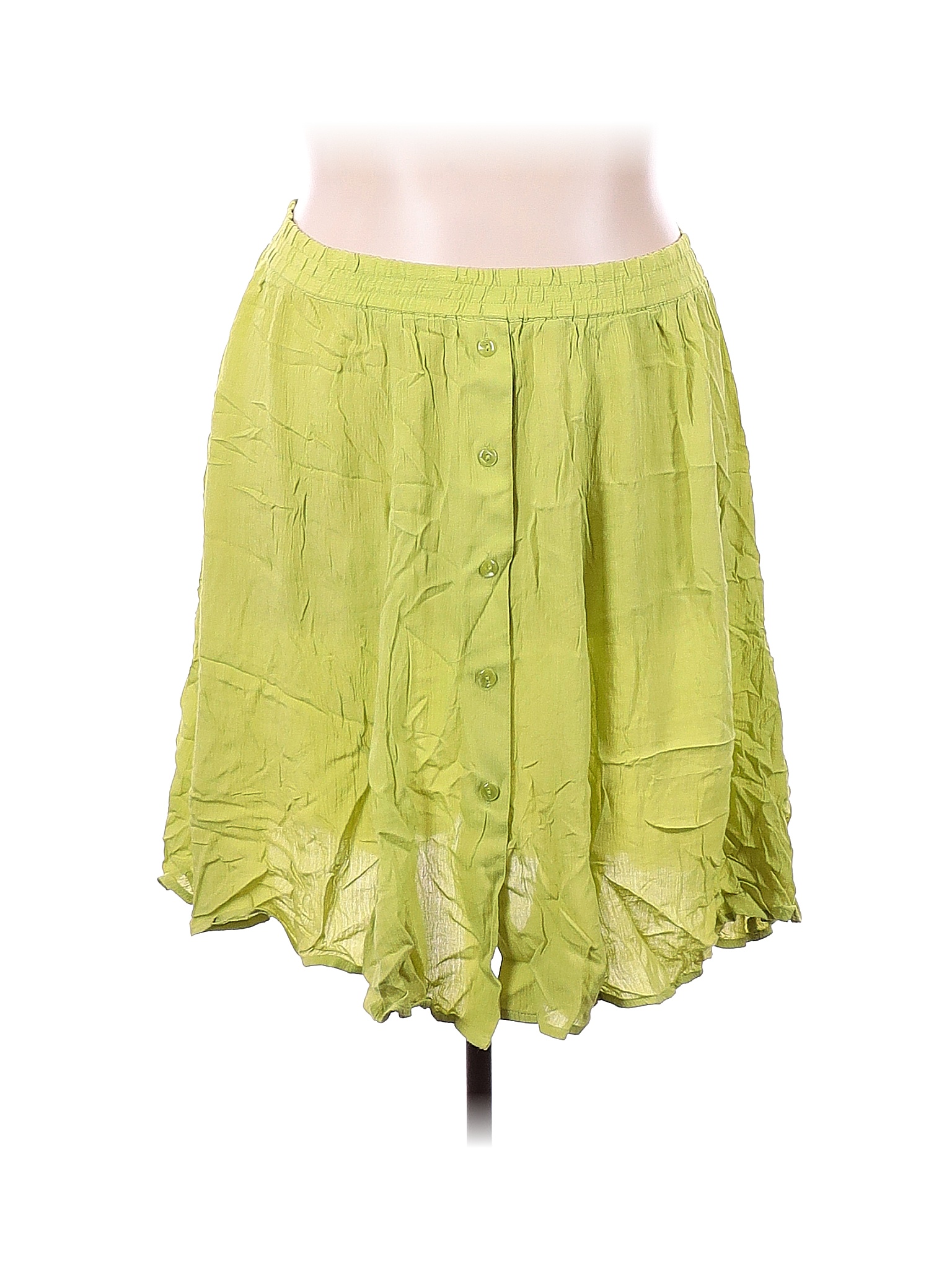 Jacque and KoKo 100 Rayon Solid Yellow Green Casual Skirt Size 22 24