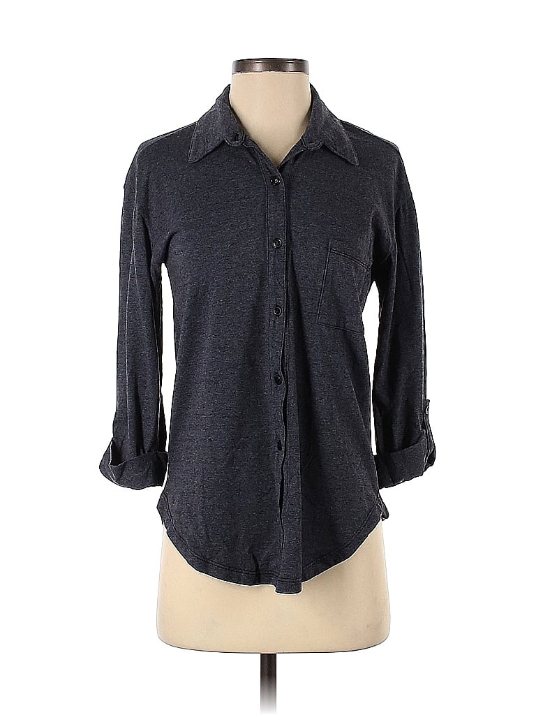 Pre-owned Splendid 3/4 Sleeve Henley Shirt In Gray