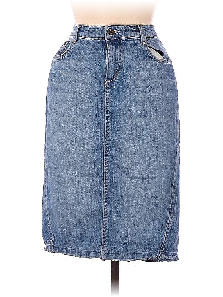 a.n.a. A New Approach Solid Blue Denim Skirt Size 8 57 off thredUP