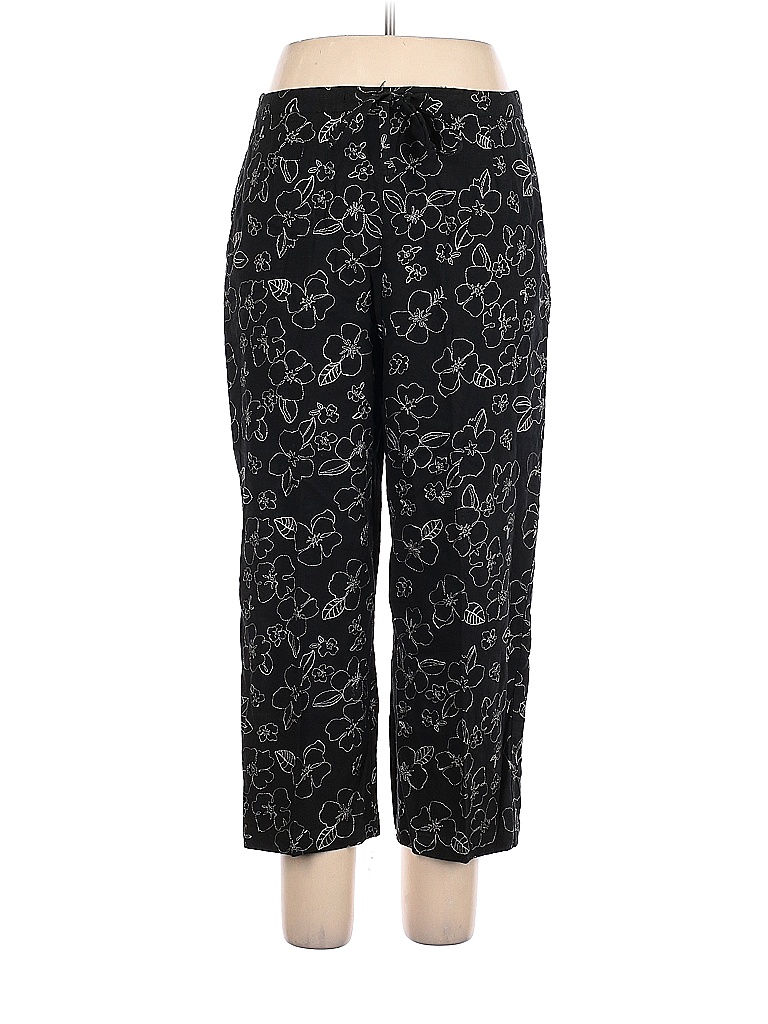 Sag Harbor Floral Black Linen Pants Size L - 65% off | thredUP