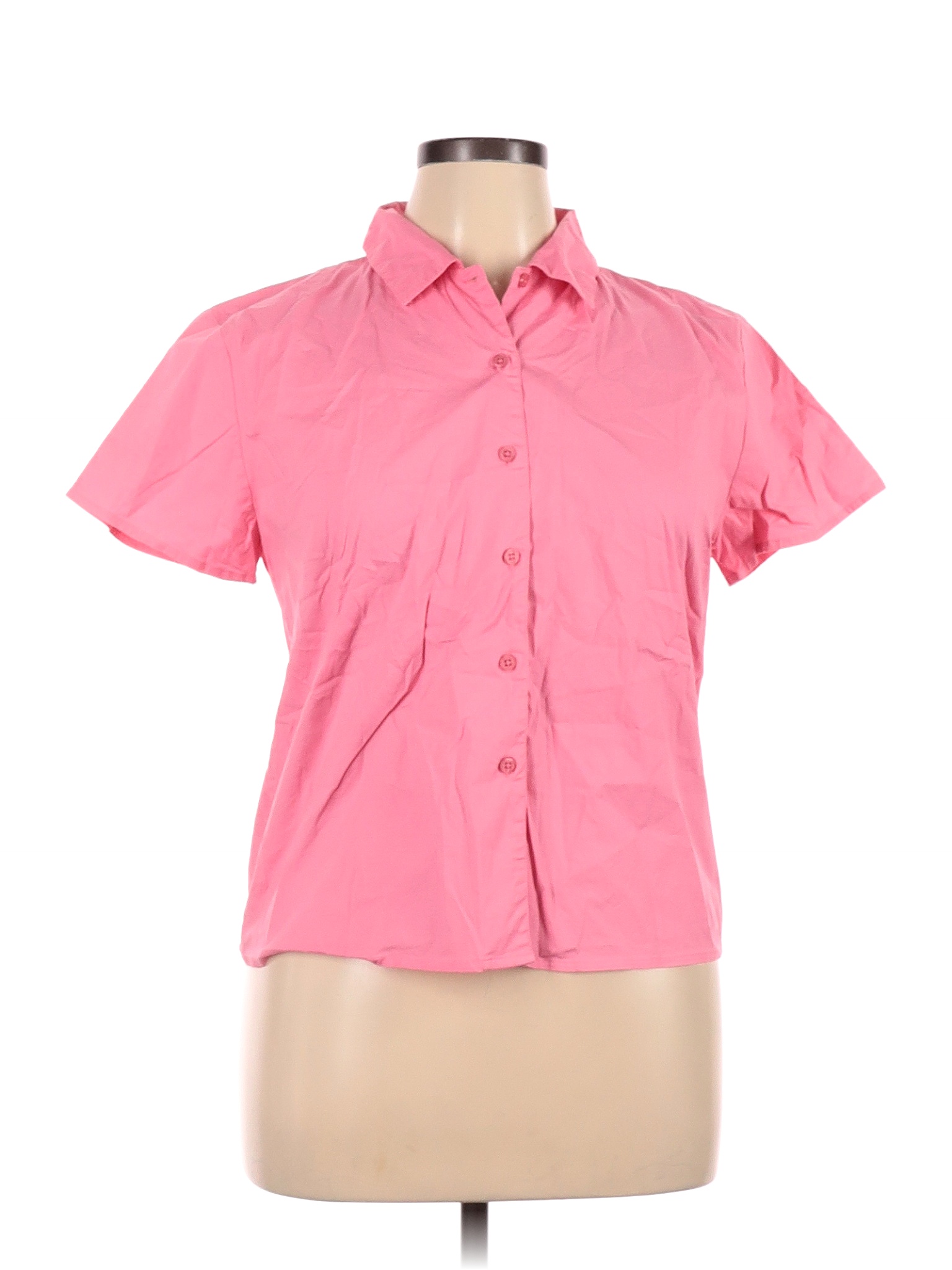 Relativity Colored Pink Short Sleeve Button Down Shirt Size Xl 73