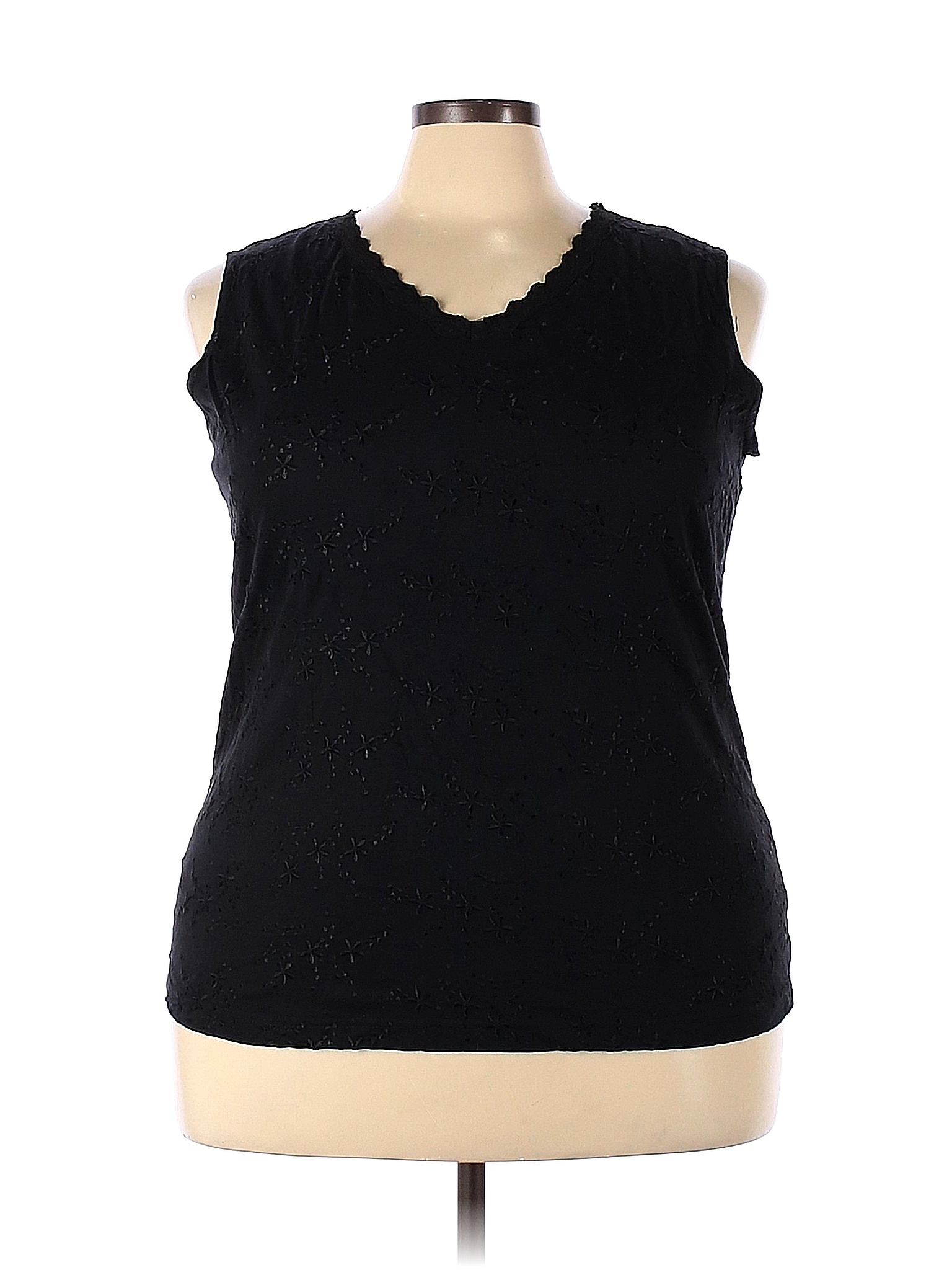 White Stag 100 Cotton Solid Black Sleeveless Top Size 22 24 Plus