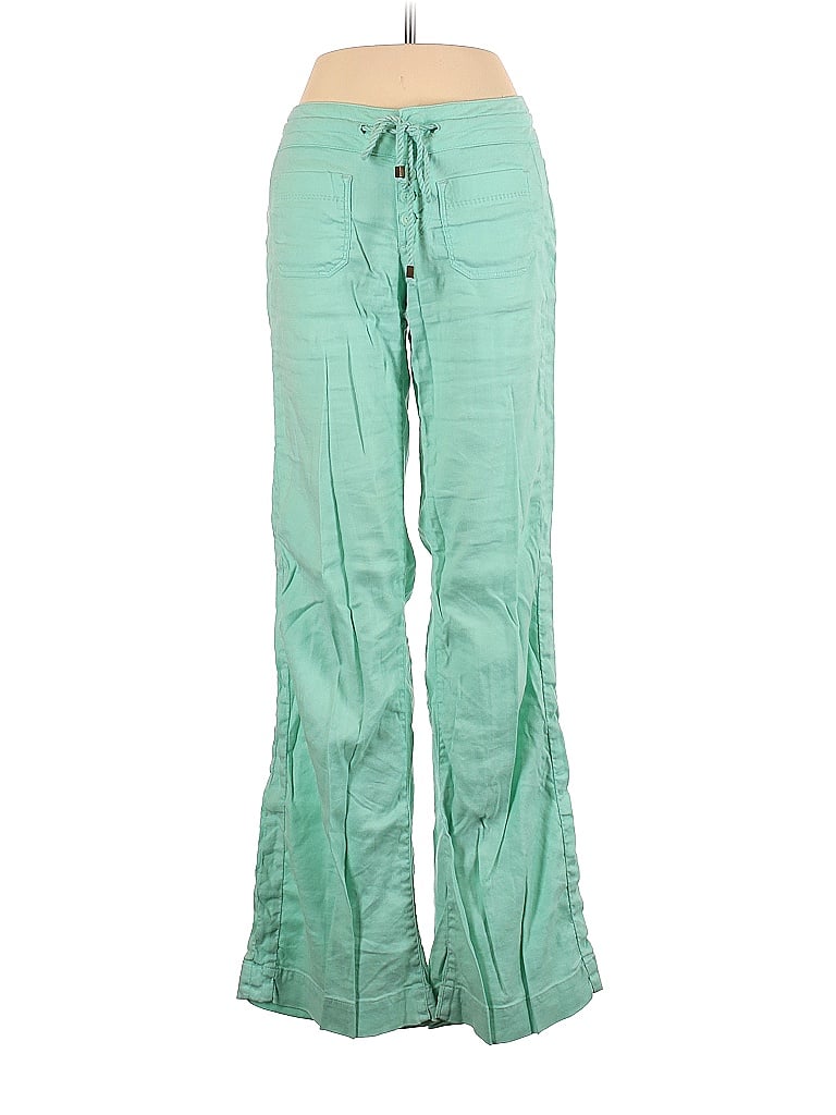 Level 99 Solid Green Blue Linen Pants 25 Waist - 89% off | thredUP