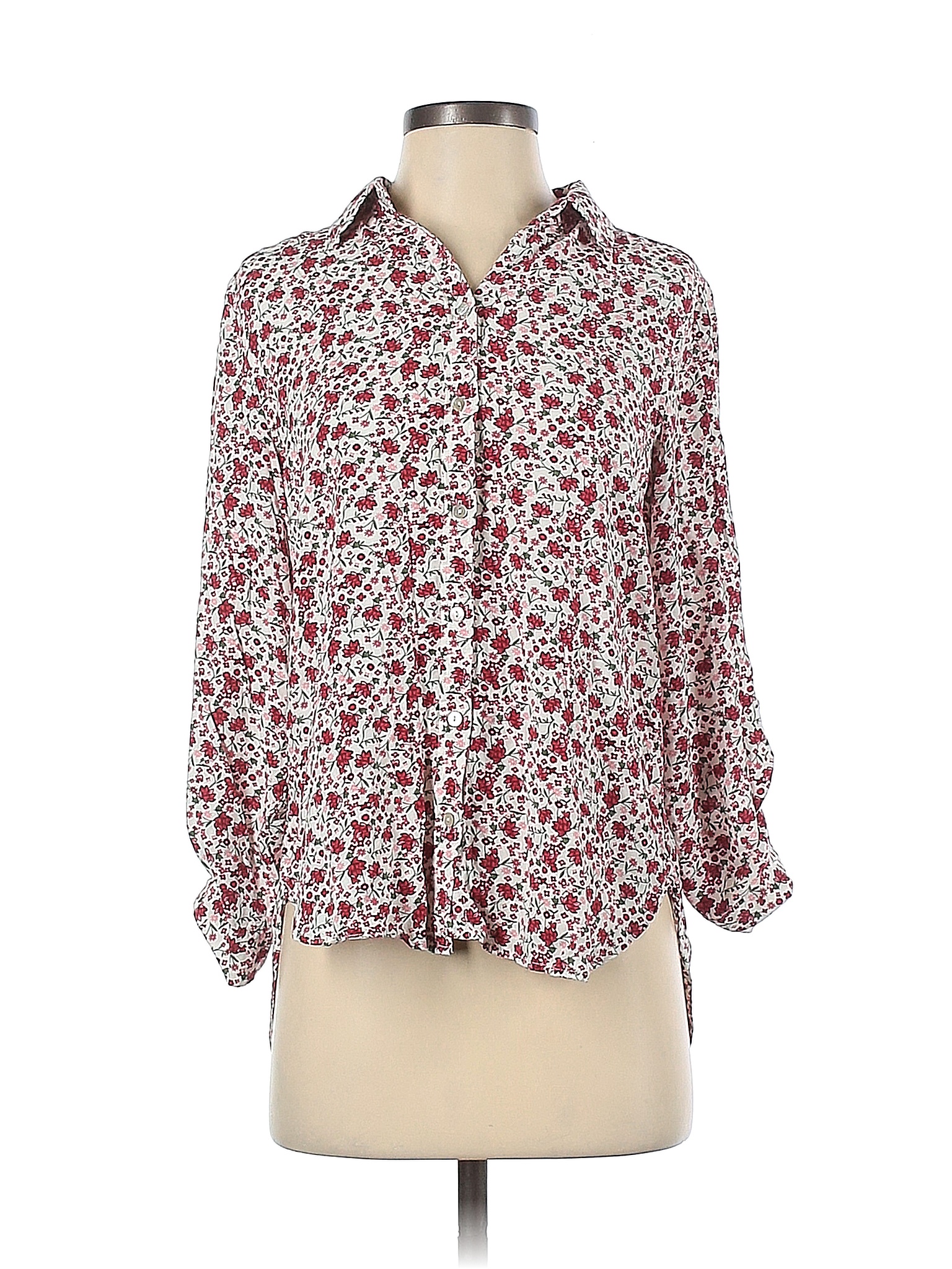 Jane and Delancey 100% Rayon Floral Red Long Sleeve Blouse Size S - 64% ...