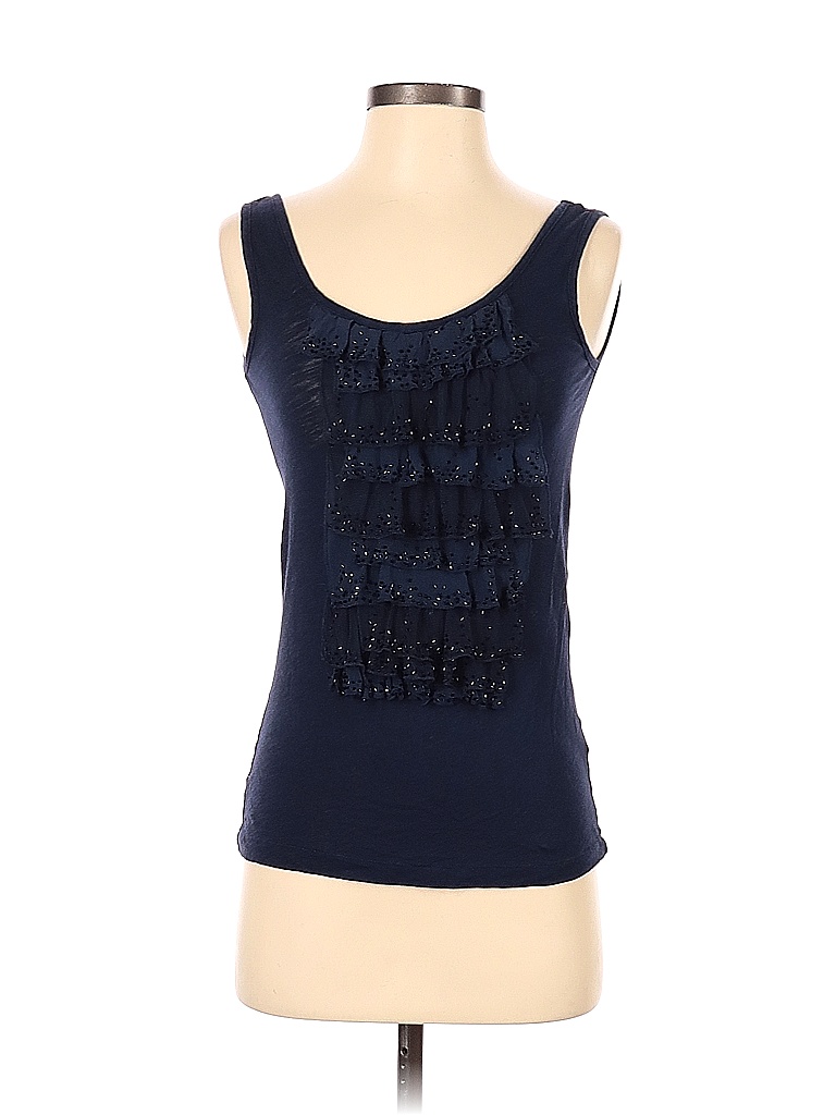 Jet Blue Sleeveless Zip Moc Top