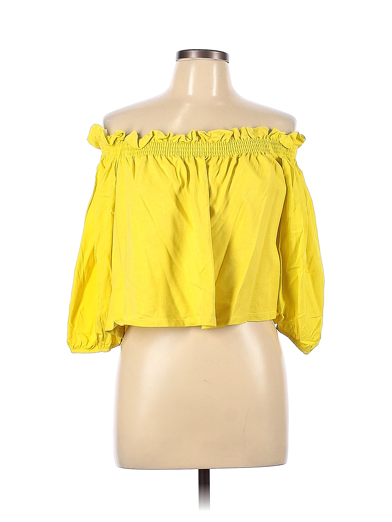 Zara Solid Yellow Short Sleeve Top Size L - 51% off | thredUP