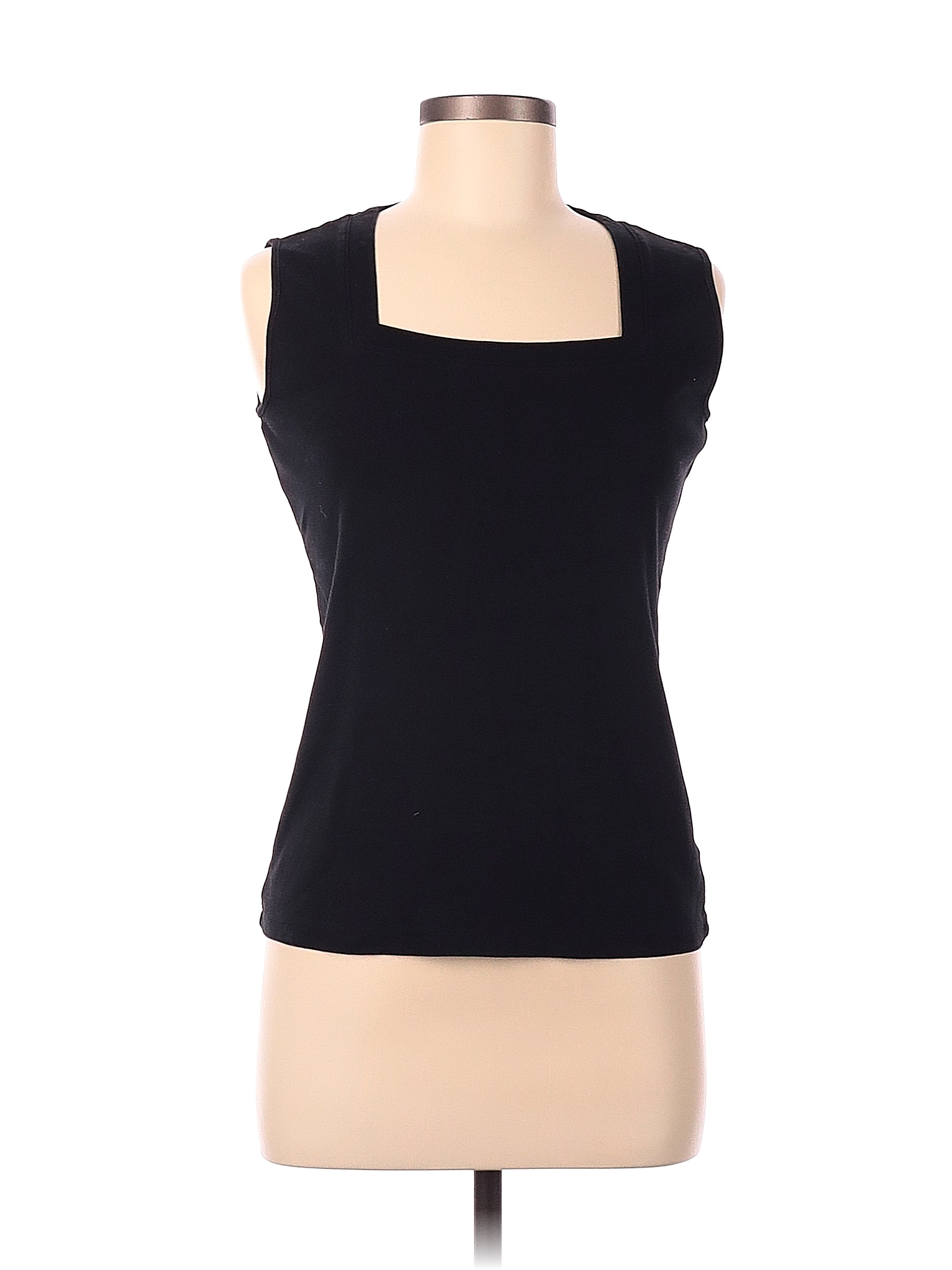 Jones New York Signature 100 Cotton Solid Black Sleeveless Top Size M