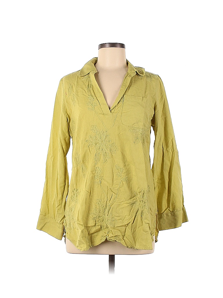 Women's ComfortEase 4-Way Stretch Green Long Sleeve Blouse