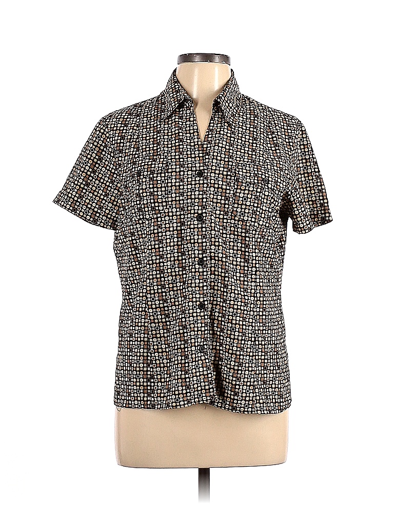 Notations Houndstooth Brown Short Sleeve Blouse Size L - 55% off | thredUP