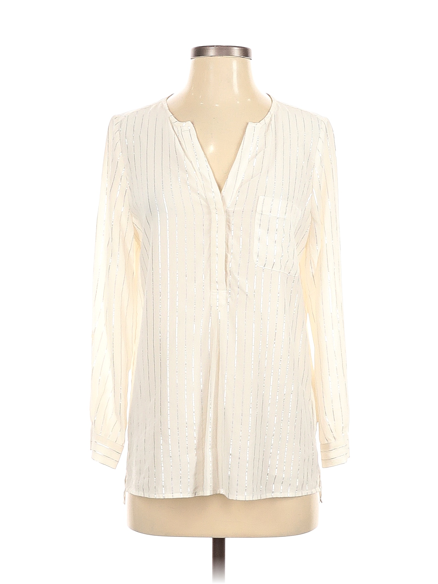 Joie 100 Silk Stripes Colored Ivory Long Sleeve Silk Top Size XS 88