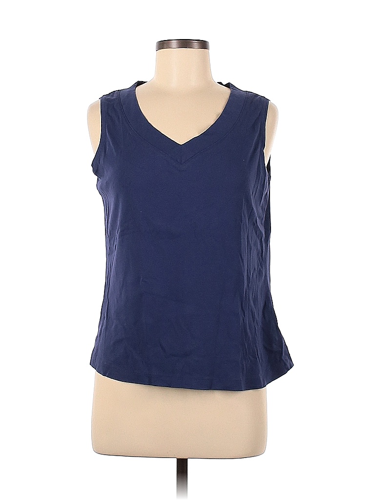 White Stag 100% Cotton Solid Blue Sleeveless T-Shirt Size M - 53% off ...