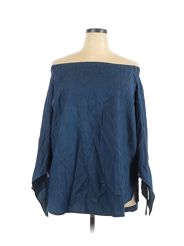 ELOQUII 100% Cotton Blue 3/4 Sleeve Blouse Size 20 (Plus) - photo 1