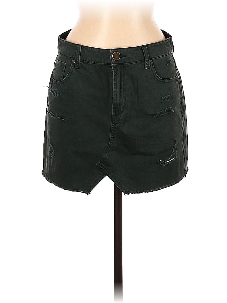 Click to view more detailed imagery on our partner's website Pre-owned Sapphire Ink Denim Skirt In Green