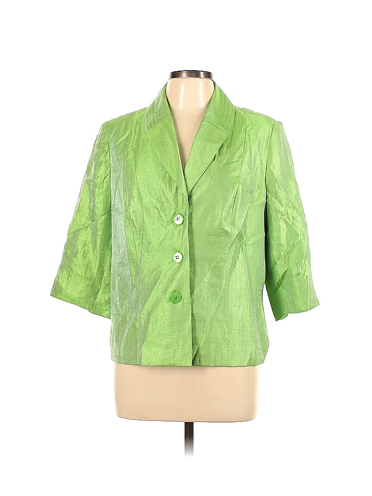 Tanjay Solid Colored Green Blazer Size 12 84 Off Thredup