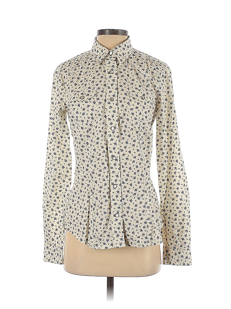 Carhartt 100% Cotton Floral Ivory Long Sleeve Button-Down Shirt Size S ...