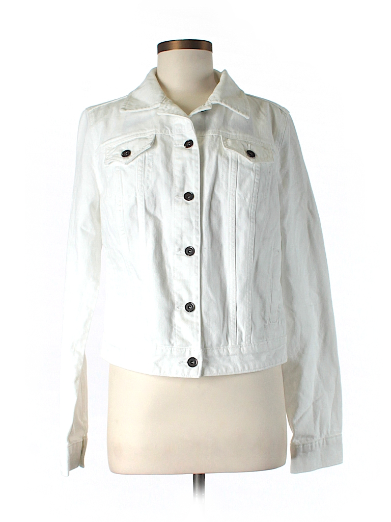 Jcpenney 100% Cotton Solid White Denim Jacket Size M (Tall) - 90% off ...