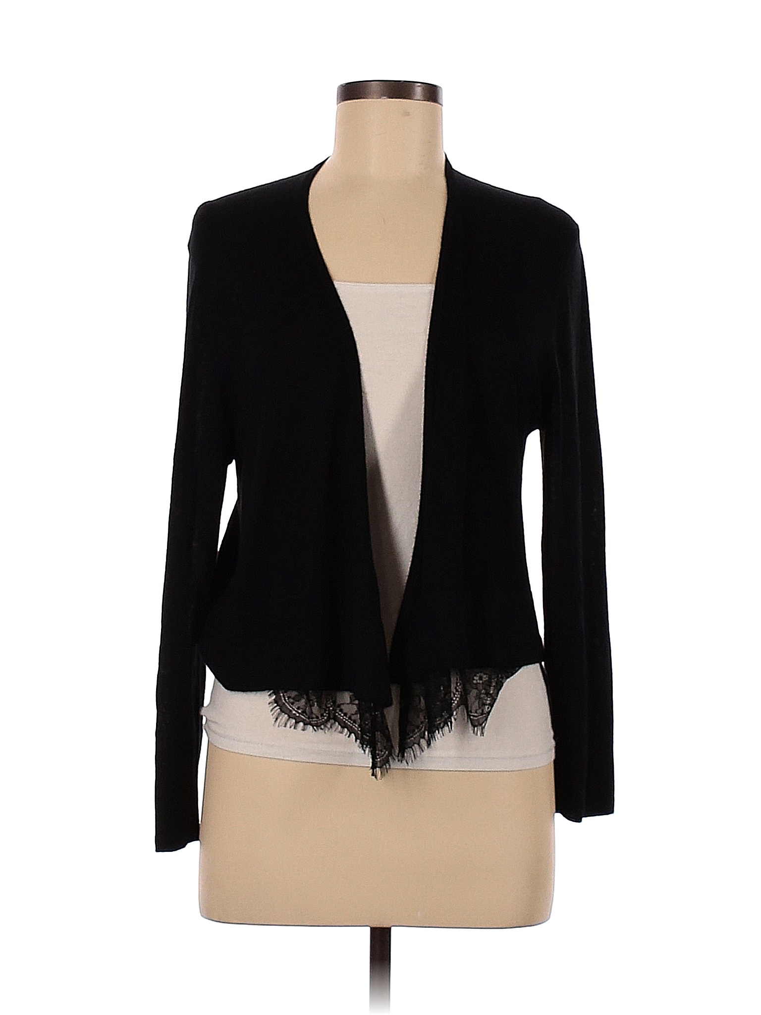 Carmen Carmen Marc Valvo 100% Rayon Solid Color Block Black Cardigan ...