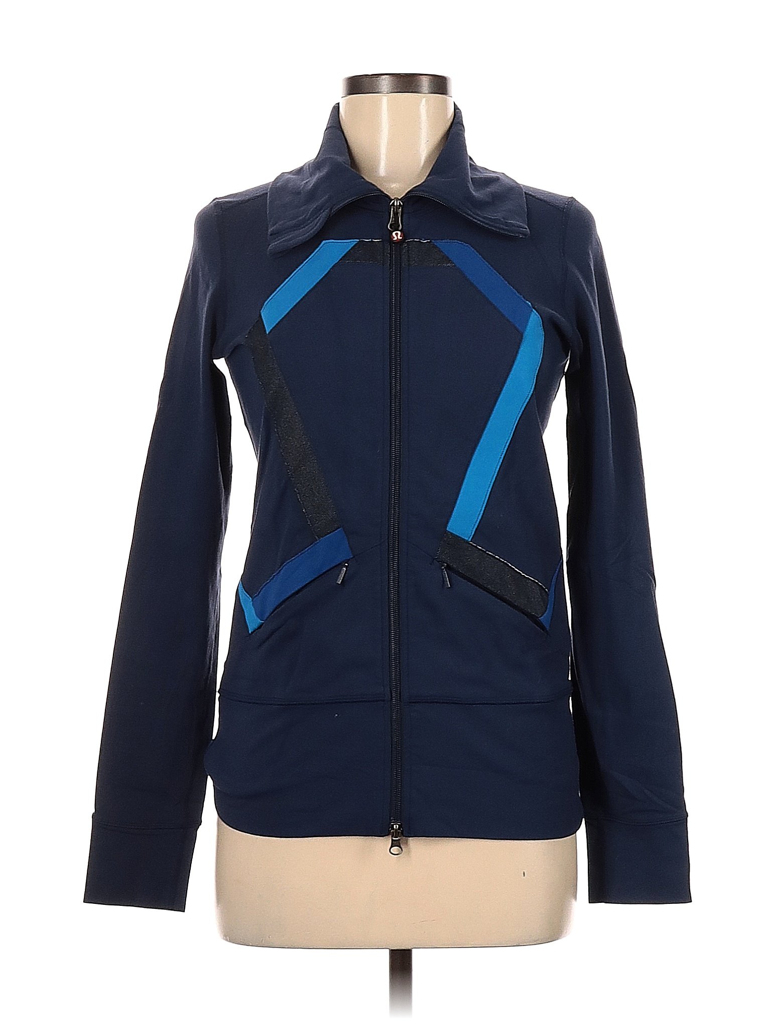 Lululemon Athletica Color Block Solid Blue Track Jacket Size 6 - 59% off