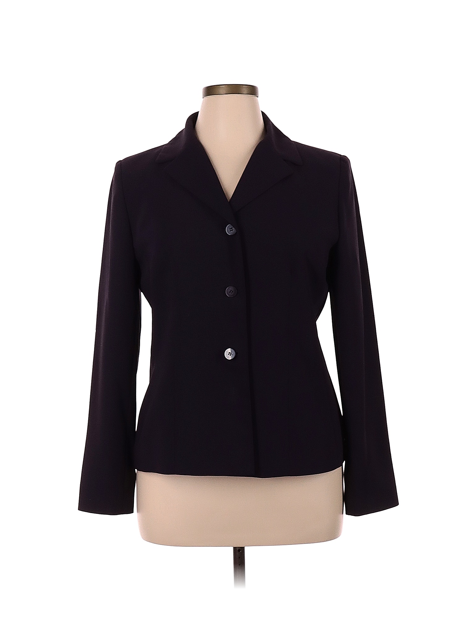 Casual Corner 100 Polyester Solid Black Purple Blazer Size 14 73