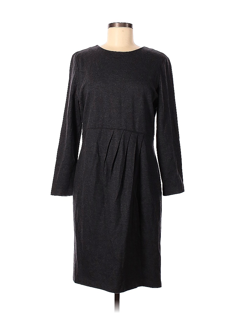 Lafayette 148 New York 100% Newwool Solid Black Gray Casual Dress Size ...