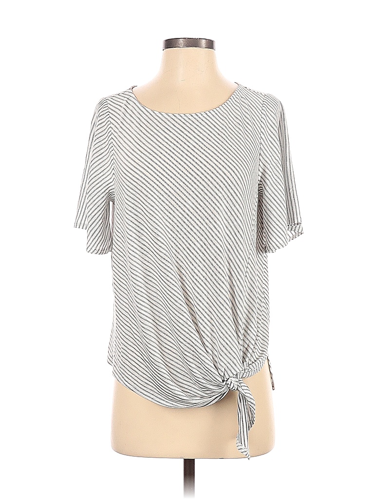 Ann Taylor LOFT Gray White Short Sleeve T-Shirt Size S - photo 1