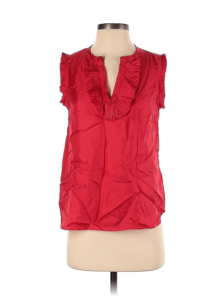 J.Crew 100% Silk Red Short Sleeve Silk Top Size 0 - photo 1