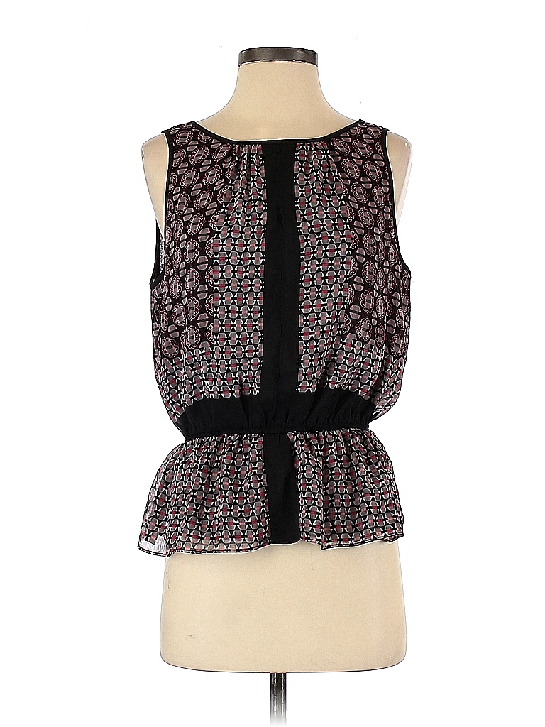Adrianna Papell Polka Dots Gray Sleeveless Blouse Size 1X (Plus) - 67