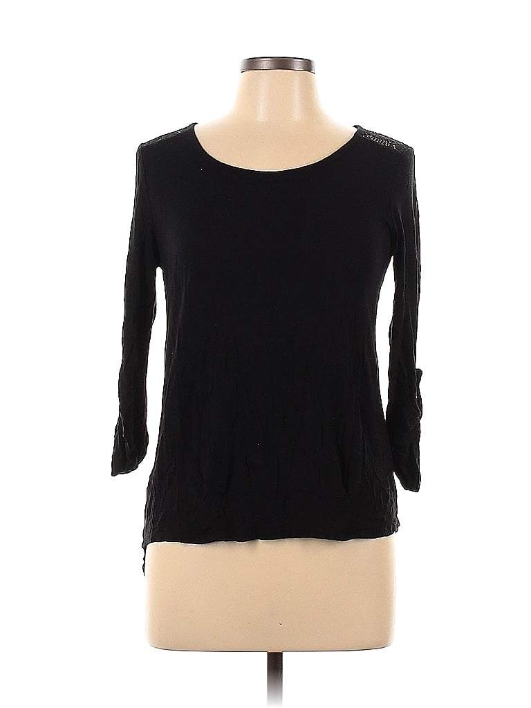 Pre-owned Monteau Long Sleeve Top Black Boatneck Tops