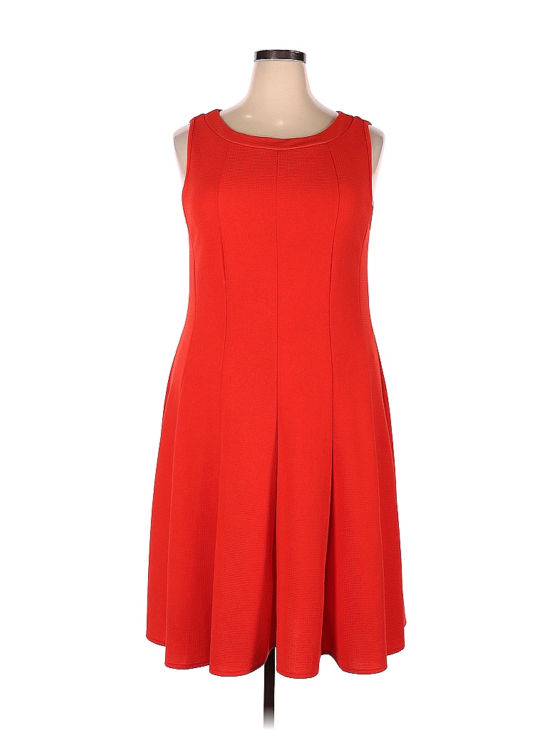 Ashley Stewart Solid Red Orange Casual Dress Size 18 20 Plus (Plus) 65 off thredUP