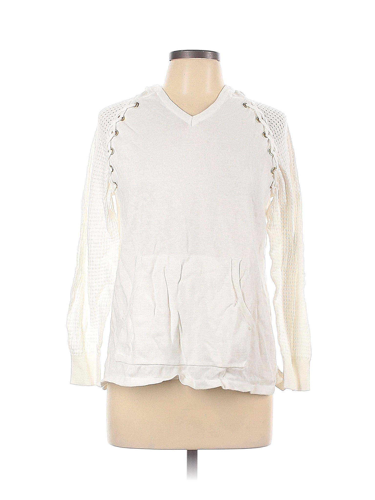 Appleseeds 100 Cotton Solid Colored White Pullover Sweater Size L 71