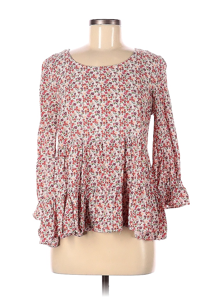 Jane and Delancey 100% Rayon Floral Multi Color Red Long Sleeve Blouse ...