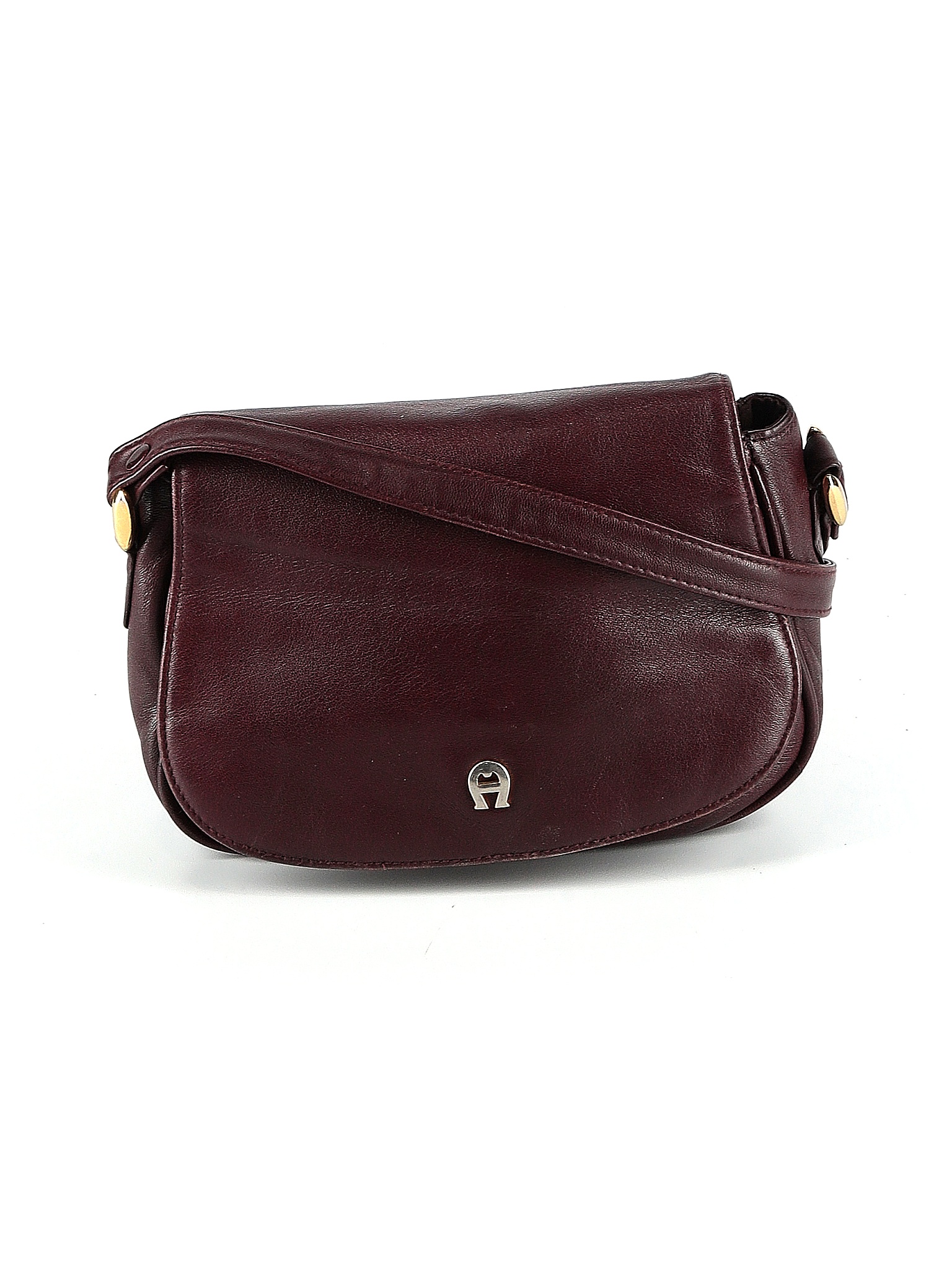 Etienne Aigner 100 Leather Solid Maroon Burgundy Leather