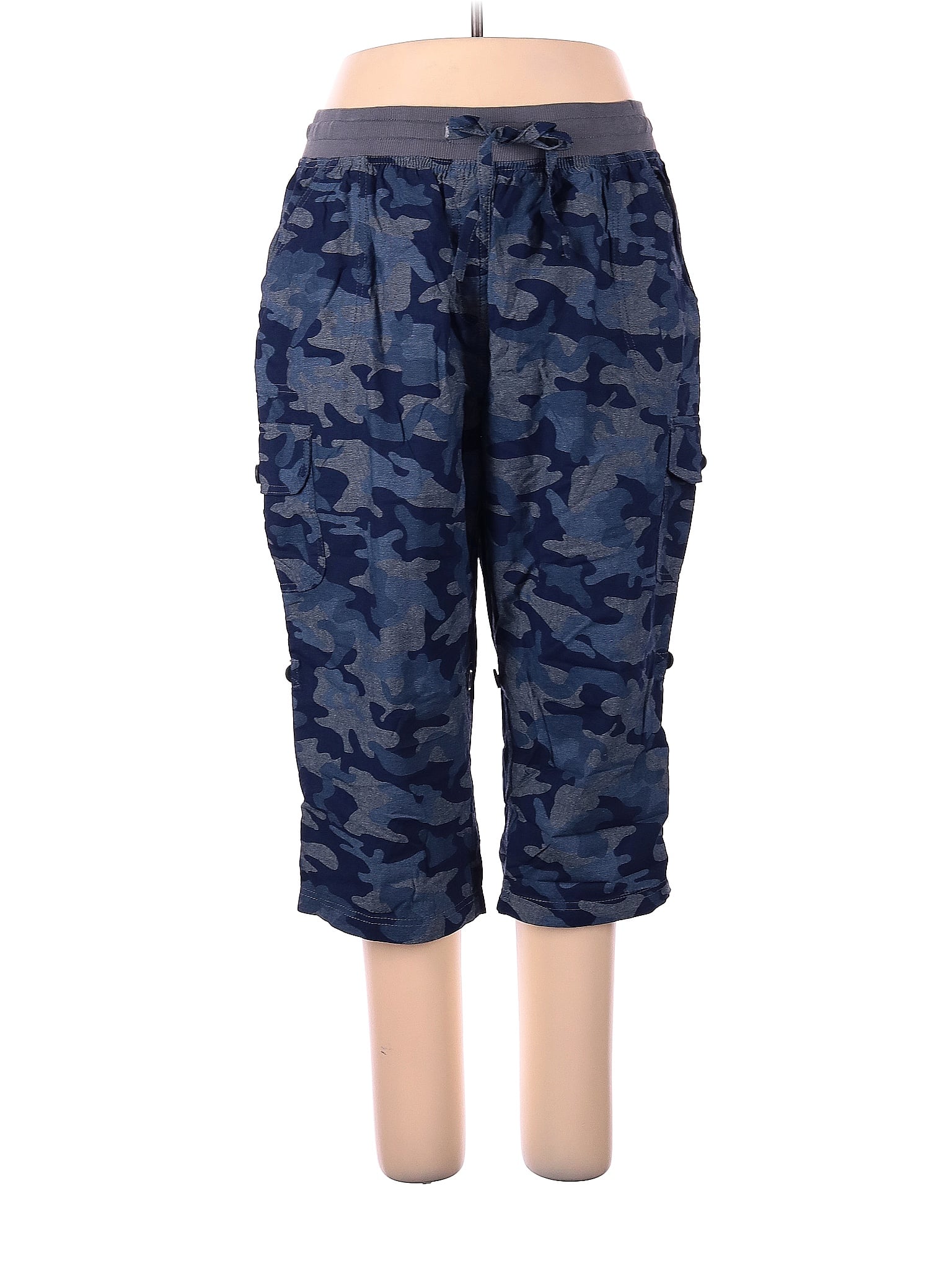 Woman Within 100 Cotton Camo Blue Cargo Pants Size 18 (Plus) 64 off