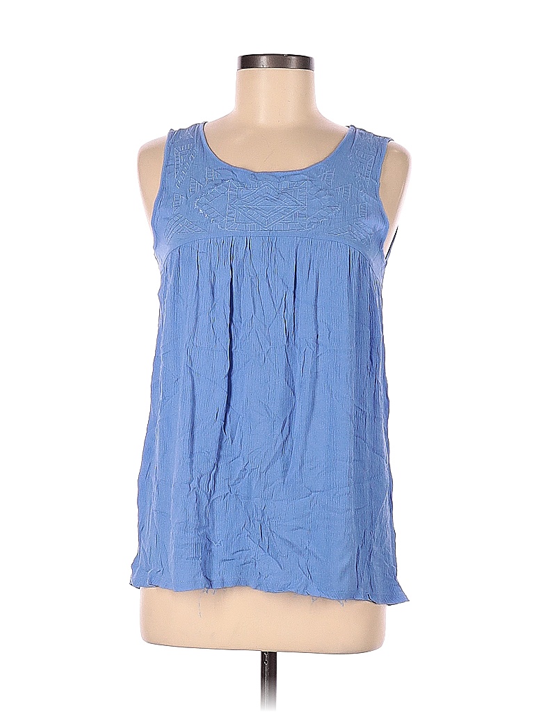 Cable & Gauge 100% Viscose Solid Blue Sleeveless Blouse Size M - 62% ...