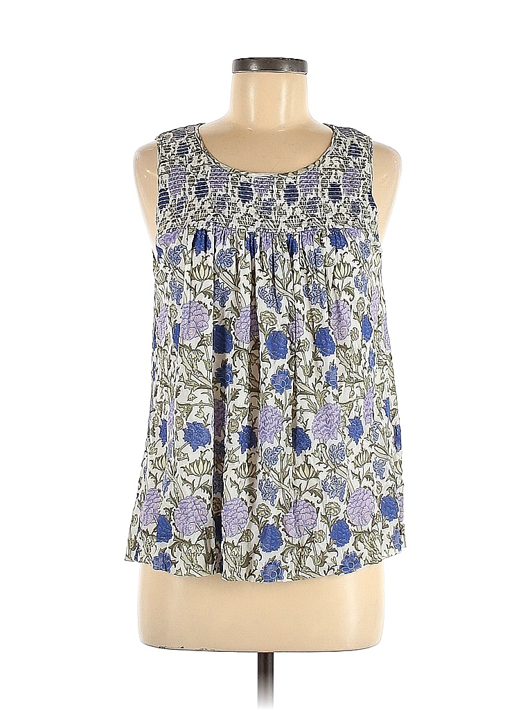 Jane and Delancey 100% Nylon Floral Blue Sleeveless Top Size M - 48% ...