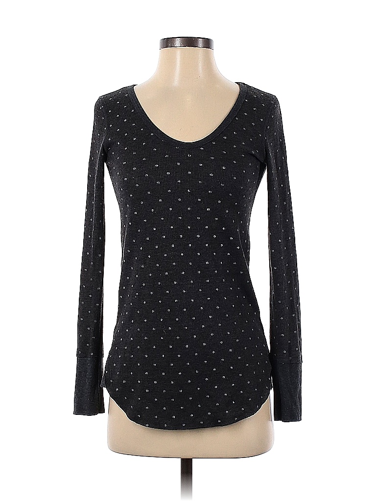 We the Free Polka Dots Black Gray Thermal Top Size XS - 65% off | thredUP