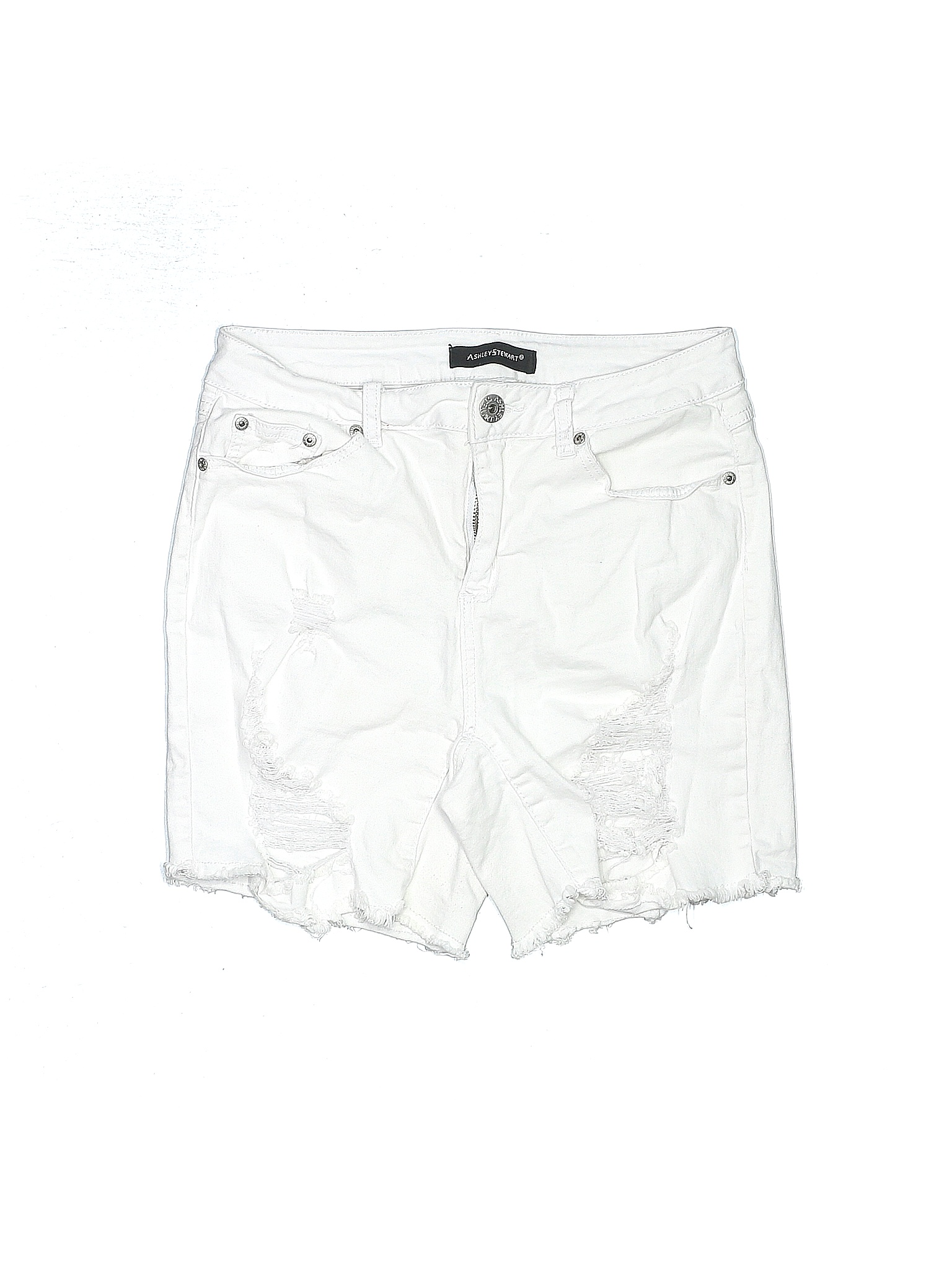 Ashley Stewart Solid White Denim Shorts Size 10 (Plus) - 66% off | thredUP