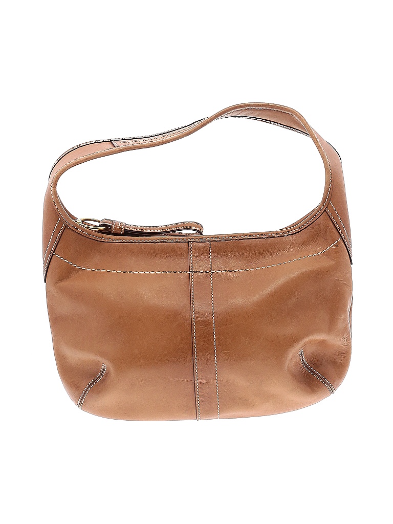 Coach 100 Leather Solid Brown Tan Leather Shoulder Bag One Size 75