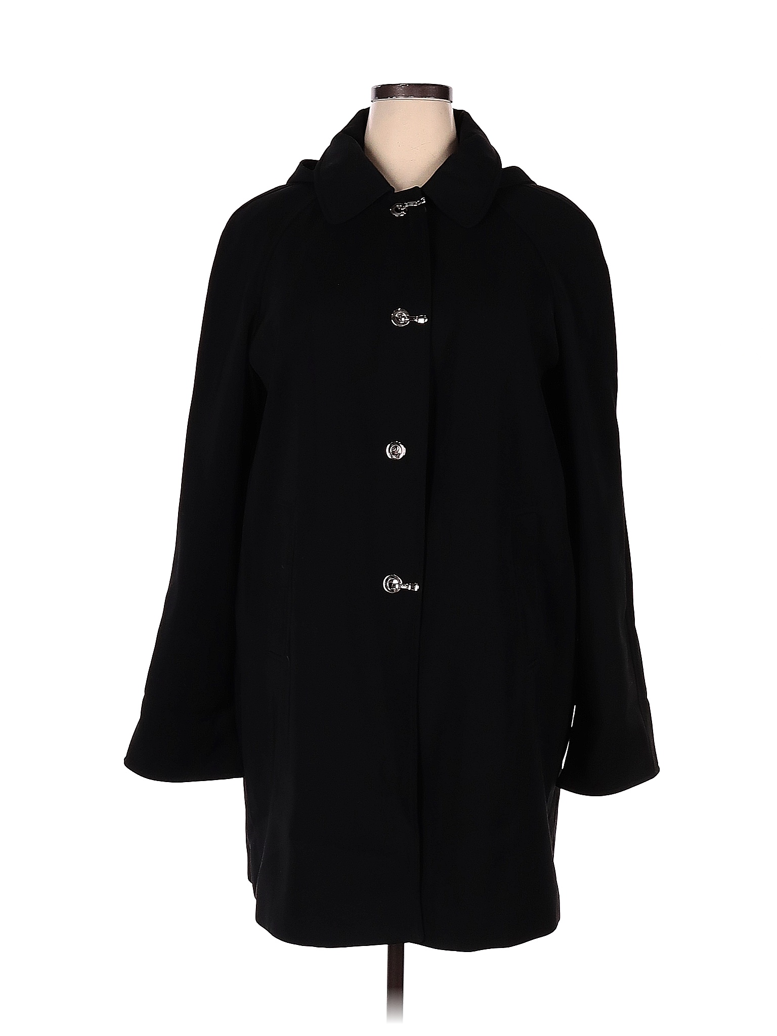 London Fog 100 Polyester Solid Black Coat Size 2X (Plus) 20 off
