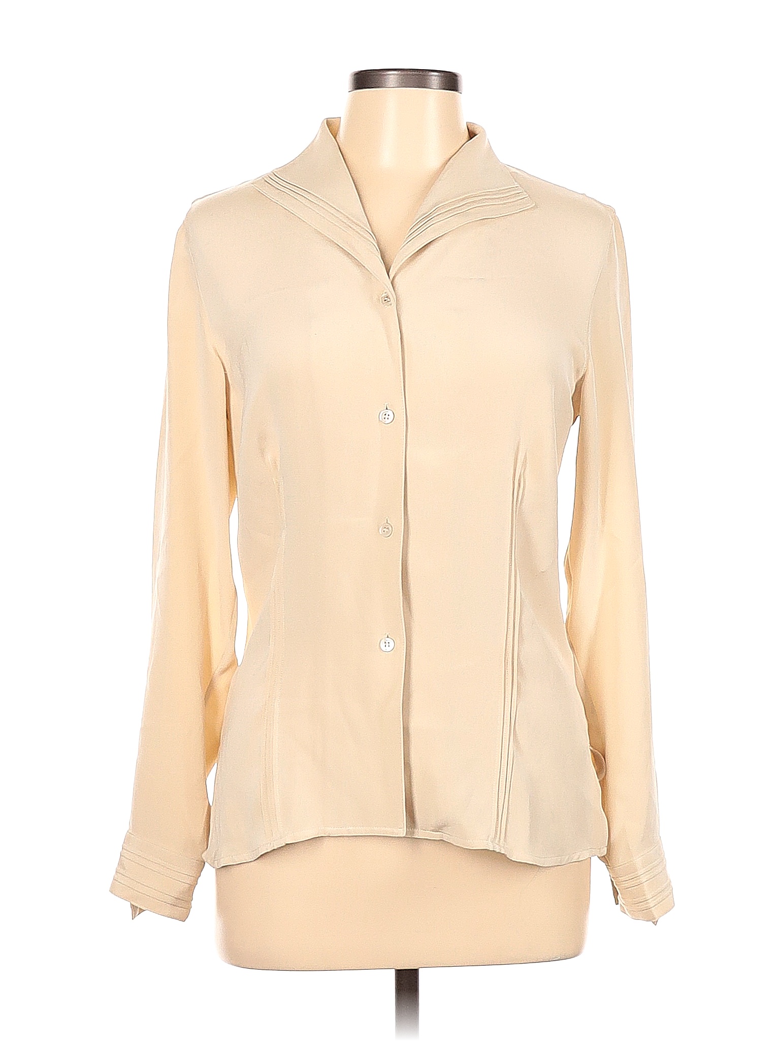 Doncaster 100% Silk Solid Tan Long Sleeve Silk Top Size 8 - 84% off ...