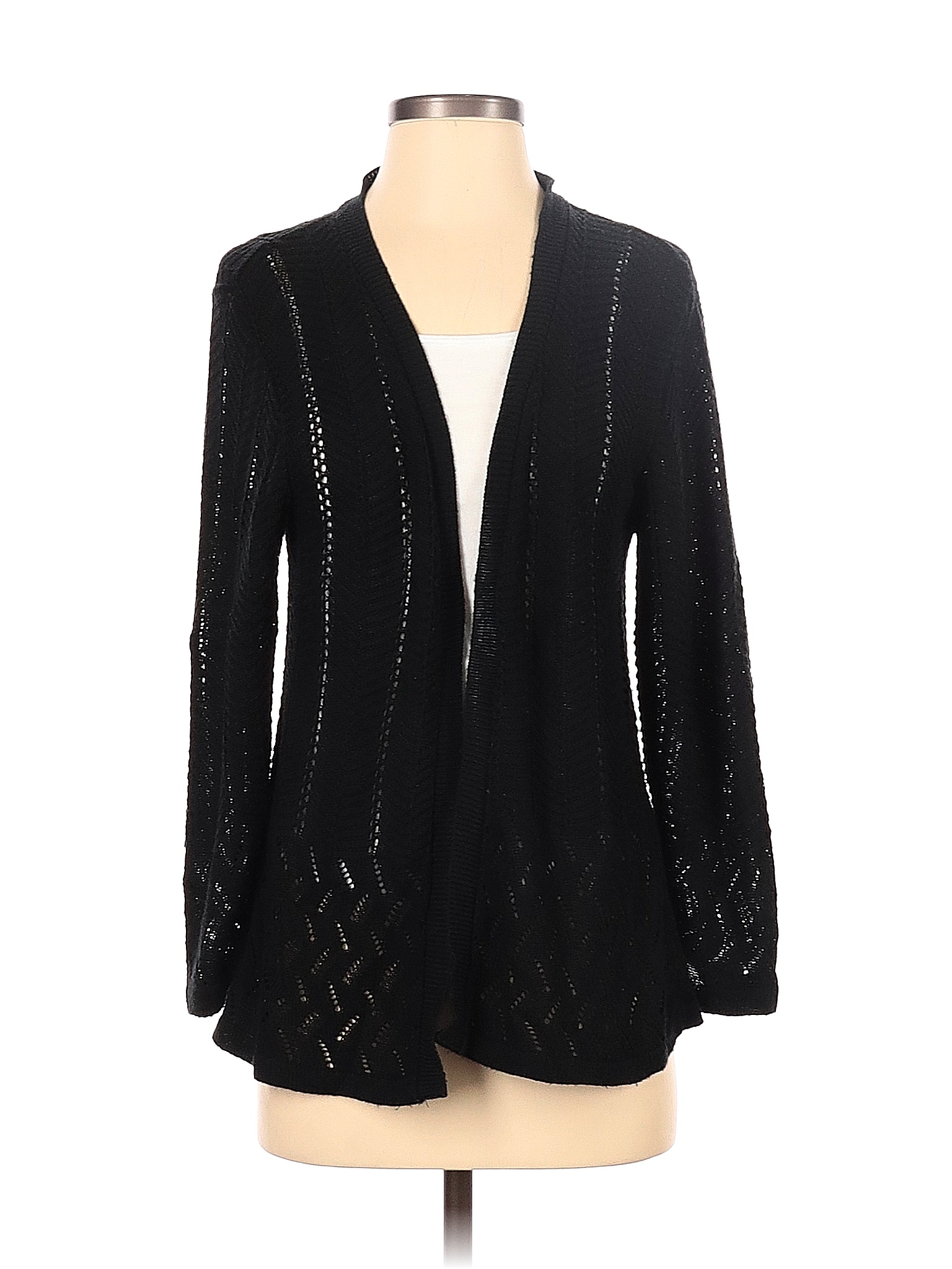Notations 100% Acrylic Color Block Solid Black Cardigan Size S - 56% ...