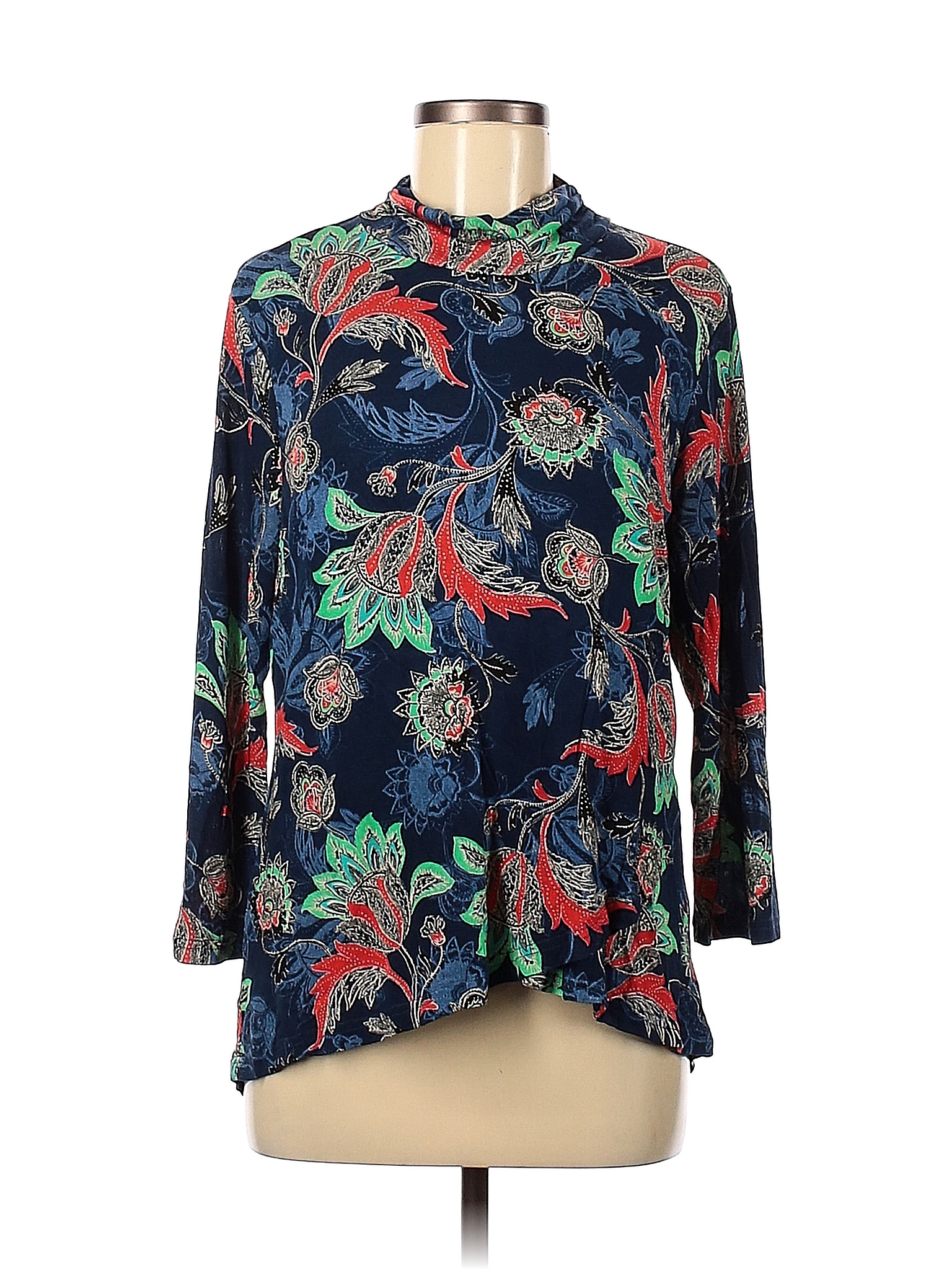 Appleseeds Floral Blue Long Sleeve Turtleneck Size M 58 off thredUP